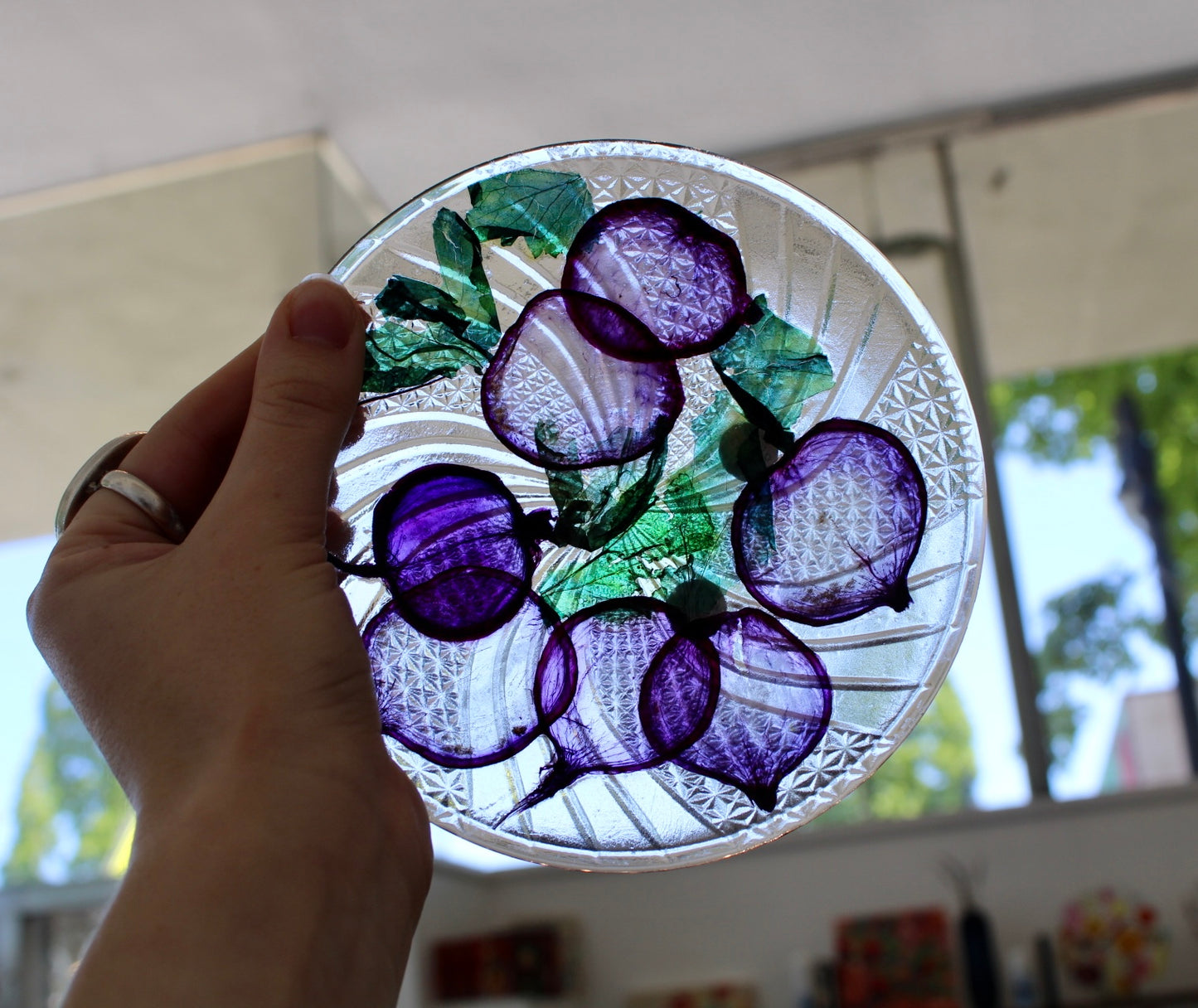 Purple Radish Glass Round Condiment Dish