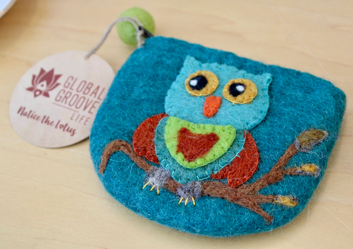 Wise Owl Felt Coin Purse
