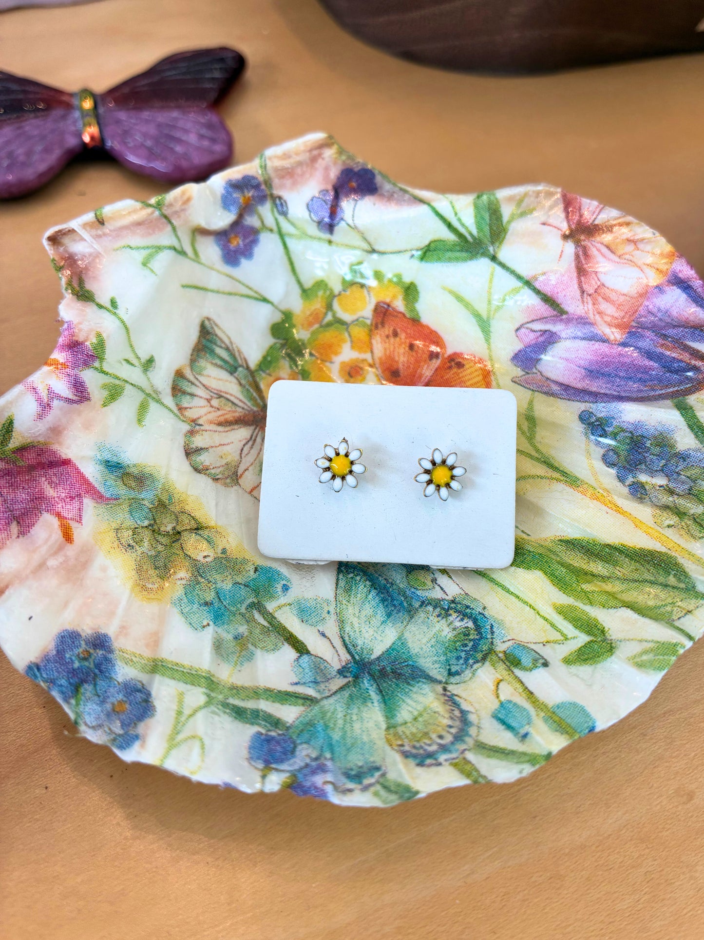 Earrings - Daisy Studs with 18k GP Posts
