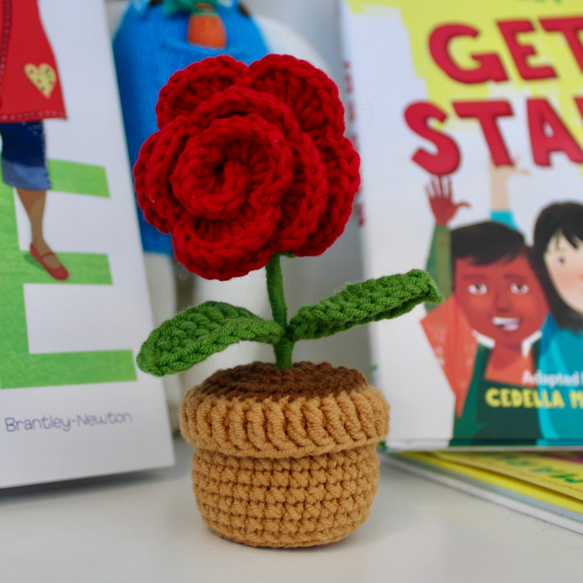Mini Crochet Rose in Flower Pot
