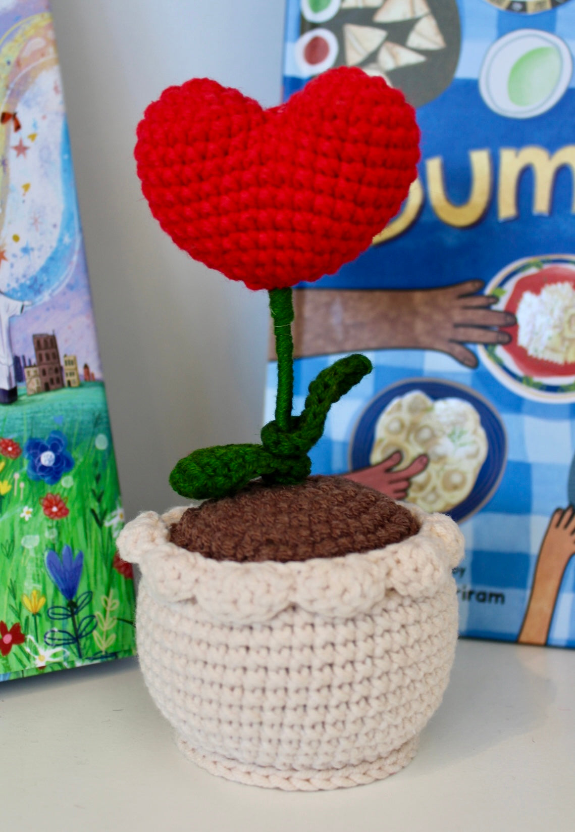 Mini Crochet Heart in Flower Pot