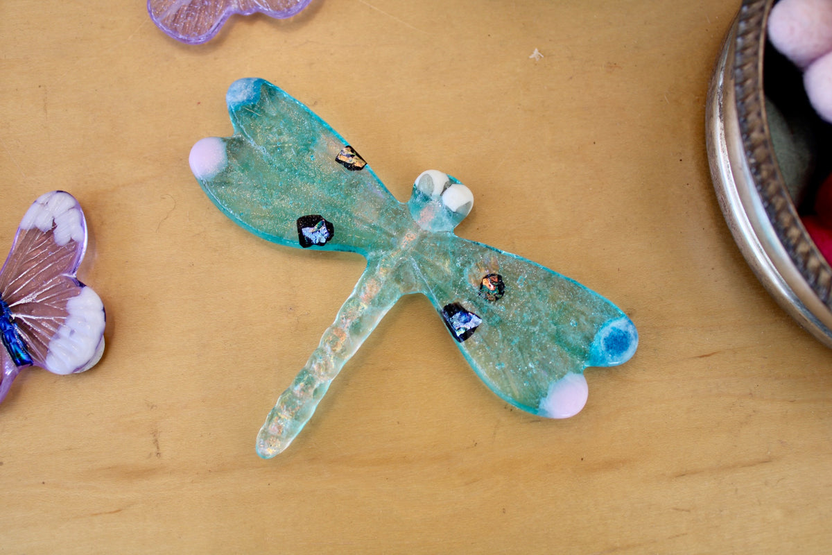 Glass Dragonfly - Turquoise & Dichroic