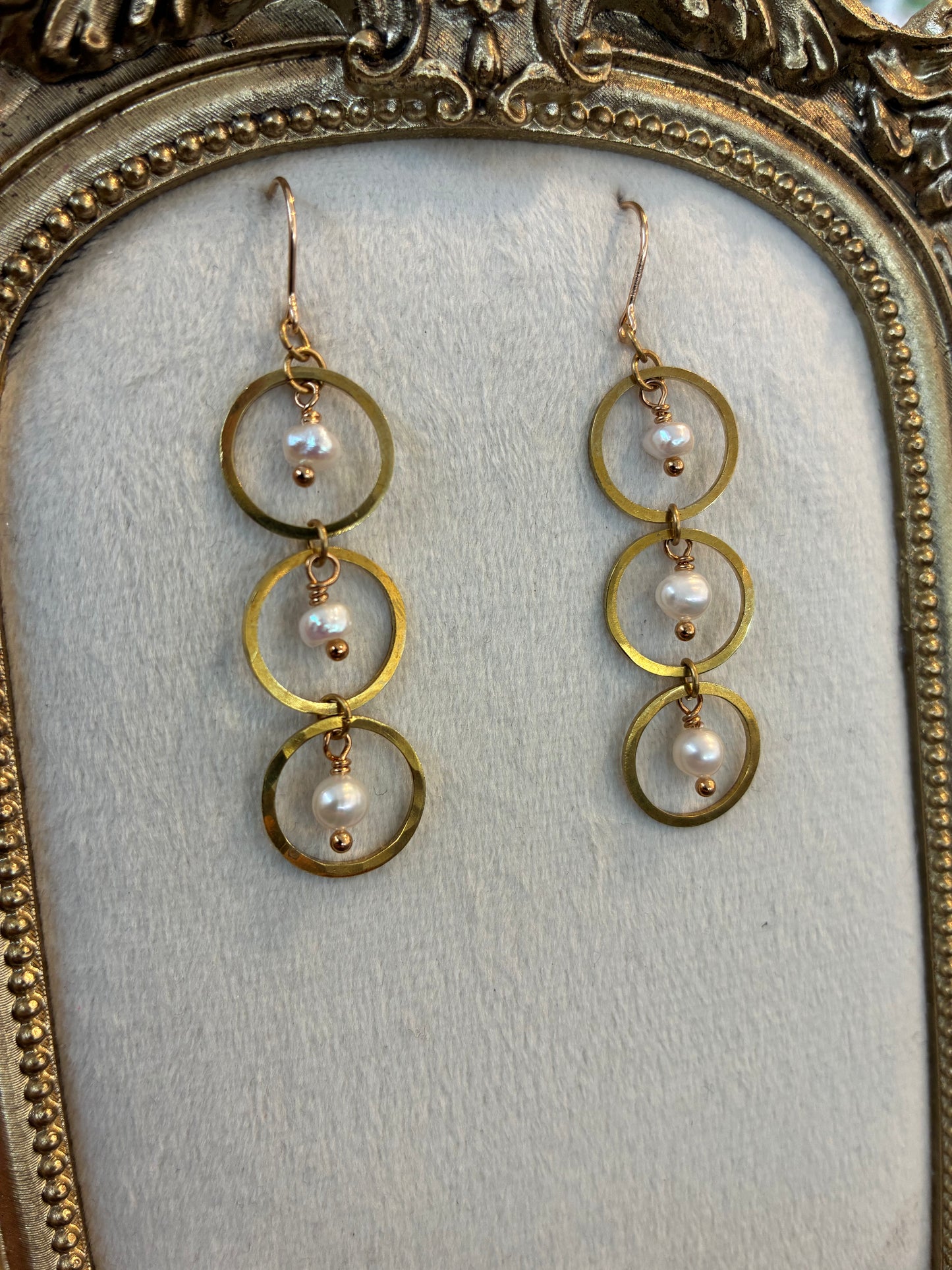 Trio Circle & Pearl Earrings