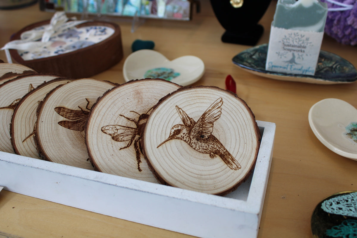 Wood-Burned Engraved Coasters