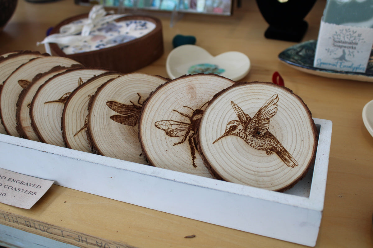 Wood-Burned Engraved Coasters