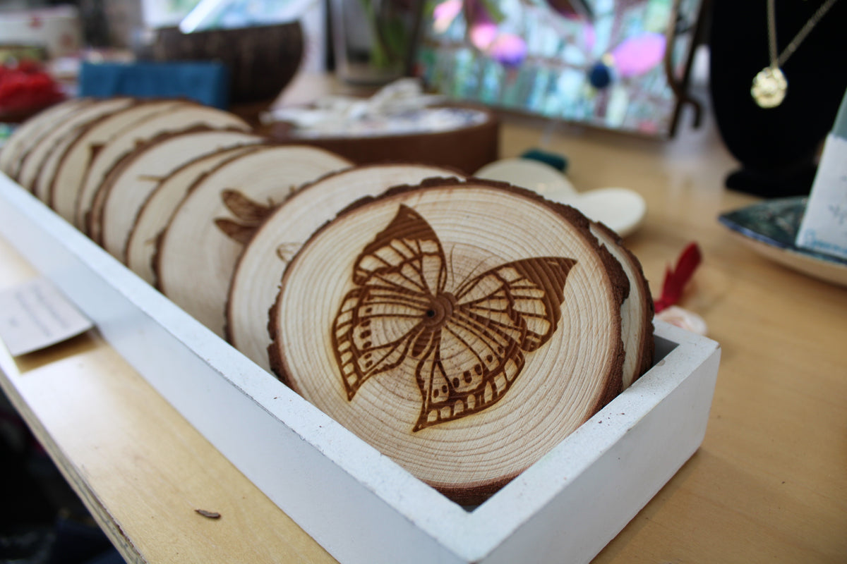 Wood-Burned Engraved Coasters