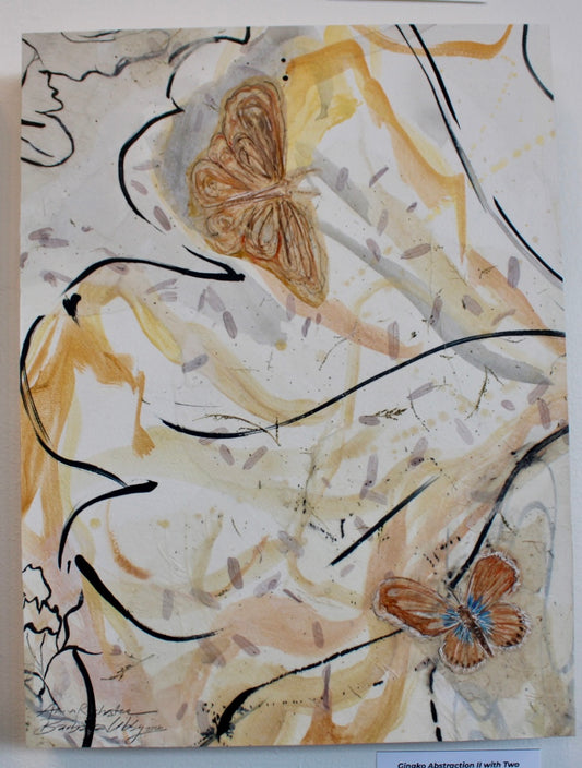 Gingko Abstraction with 2 Butterflies