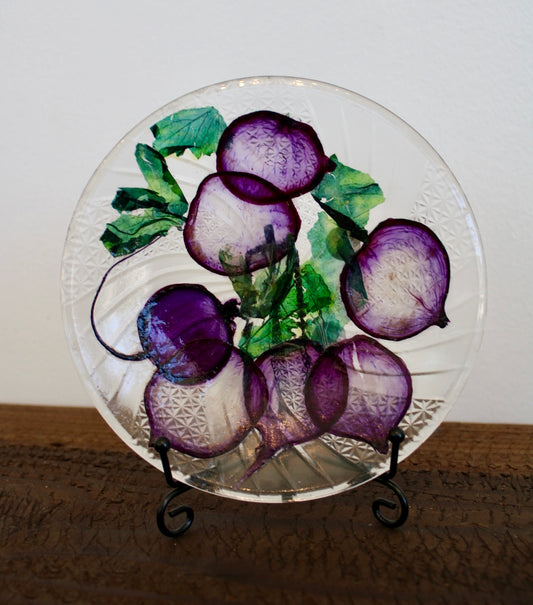 Purple Radish Glass Round Condiment Dish