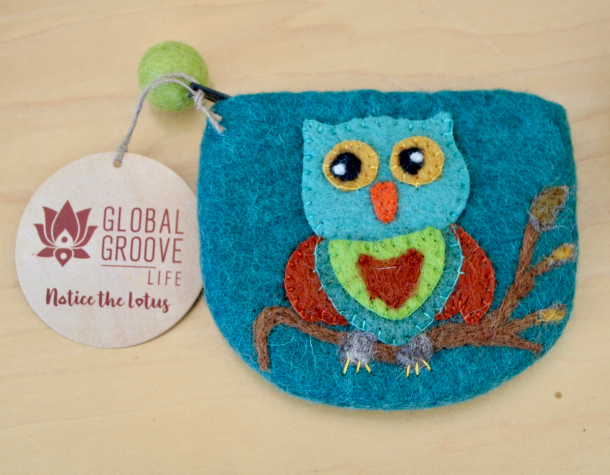 Wise Owl Felt Coin Purse