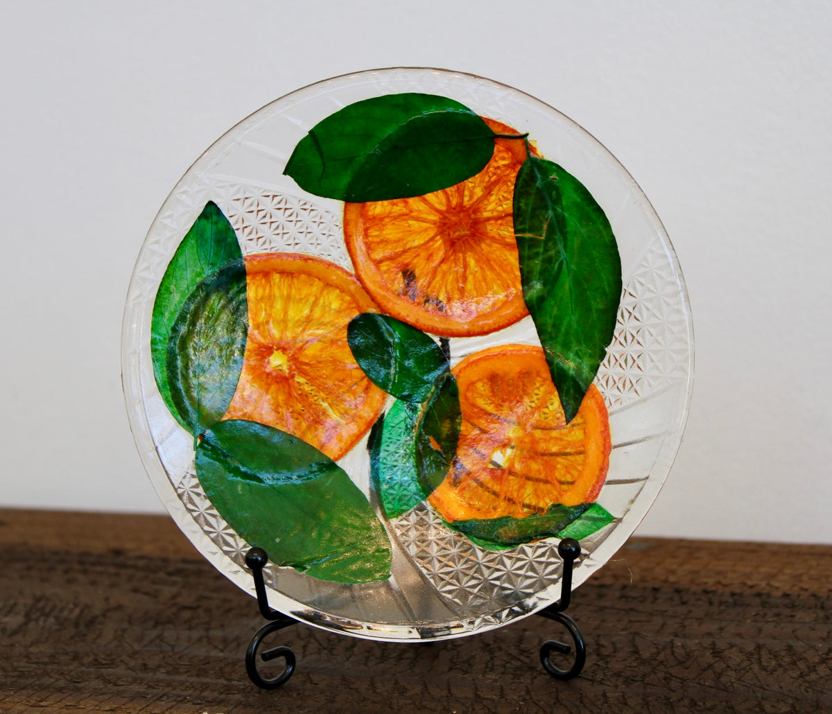 Orange Glass Round Condiment Dish