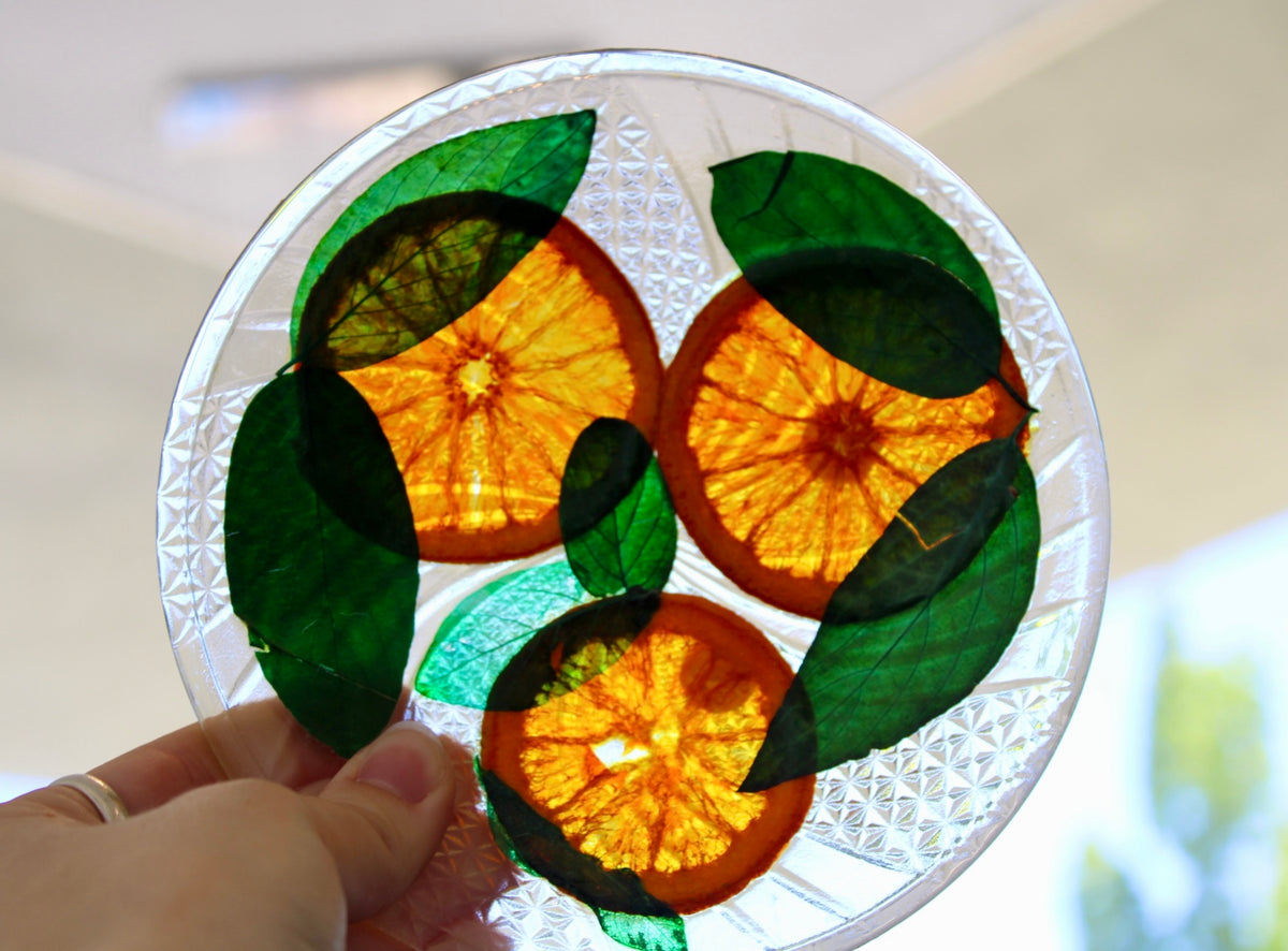 Orange Glass Round Condiment Dish