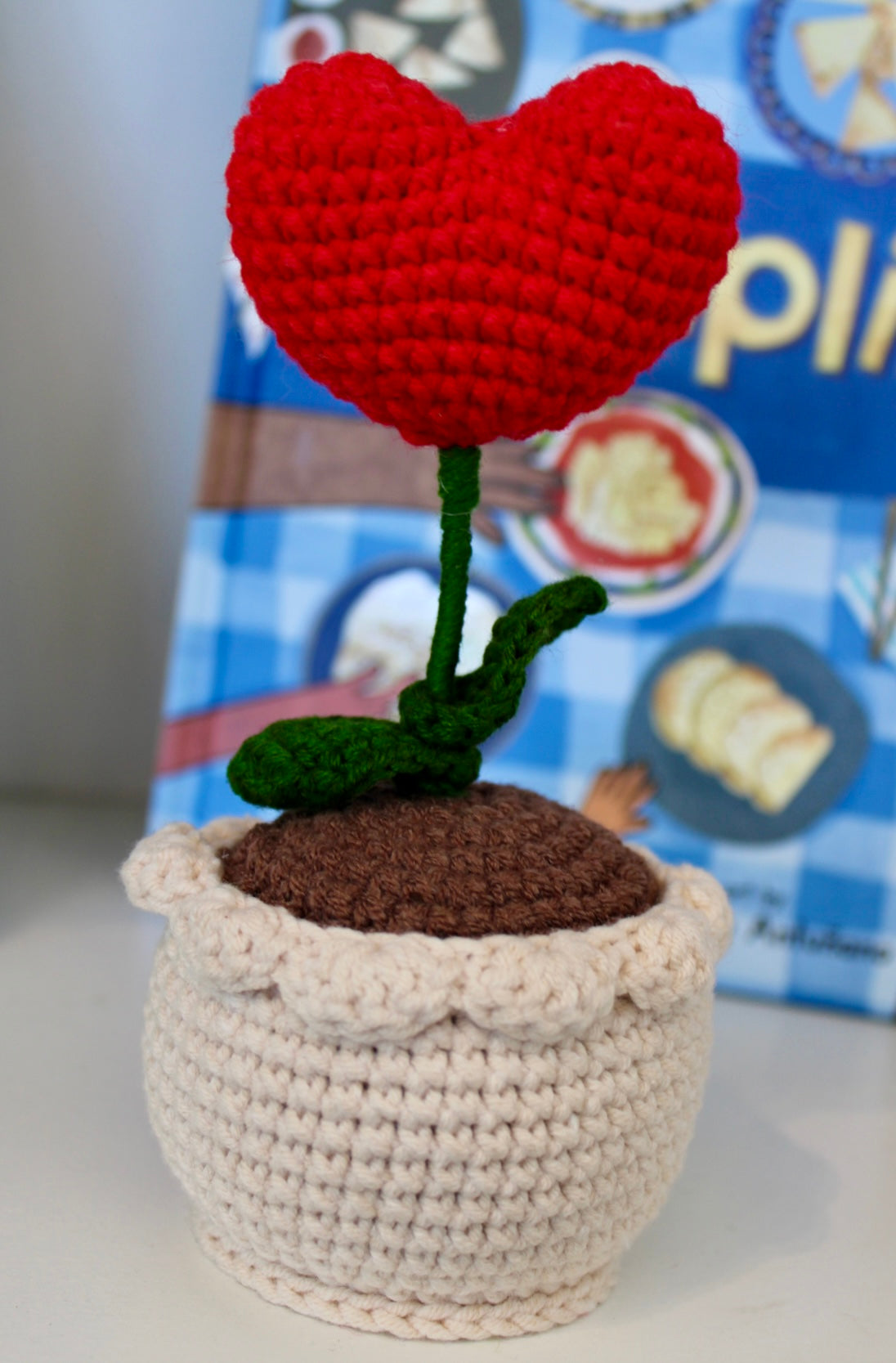 Mini Crochet Heart in Flower Pot