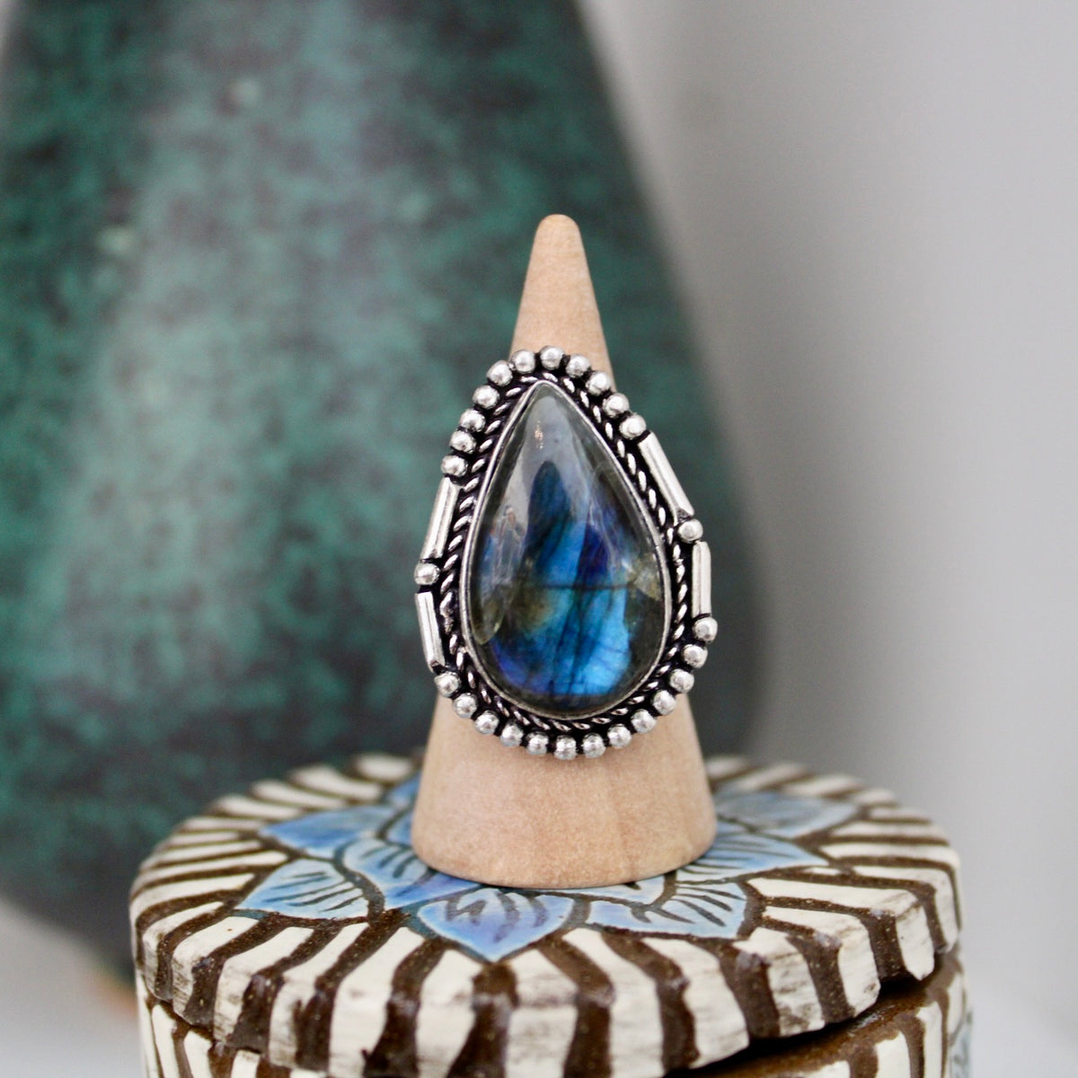 Labradorite Teardrop Ring
