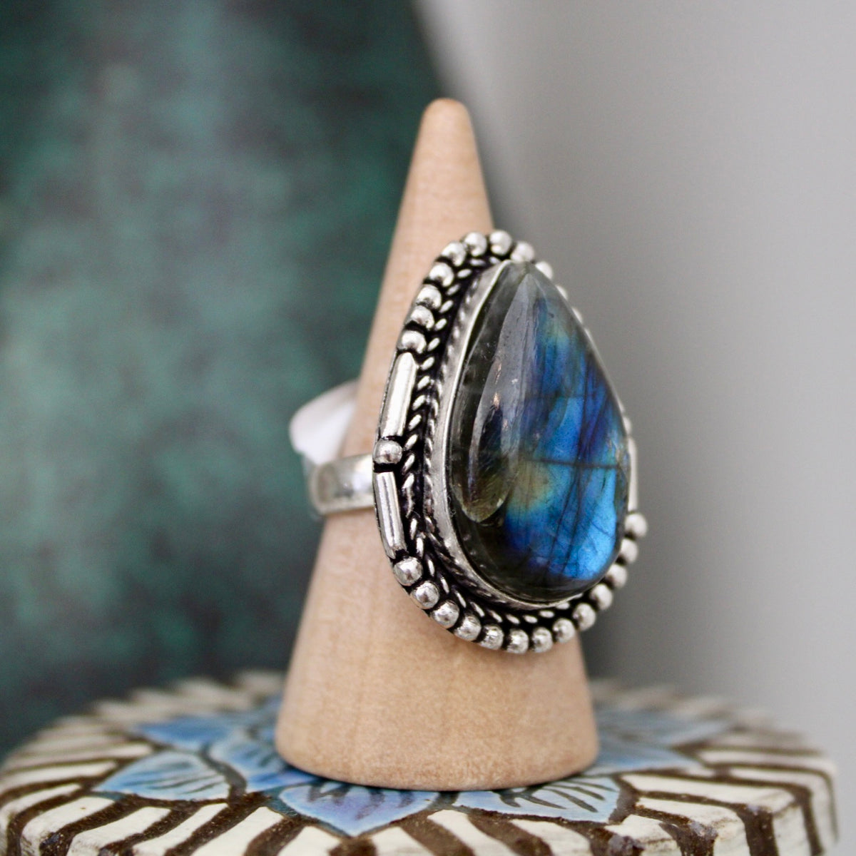 Labradorite Teardrop Ring