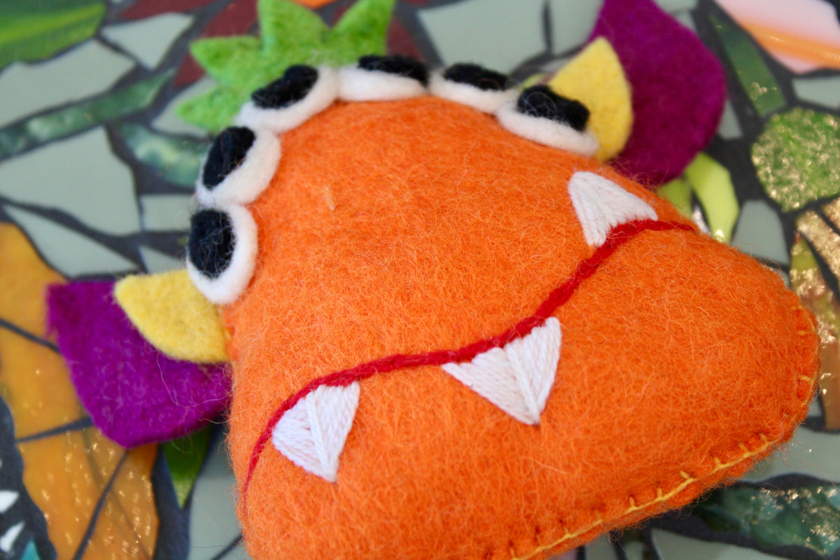 Orange Felt Monster - Tooth Fairy Pillow