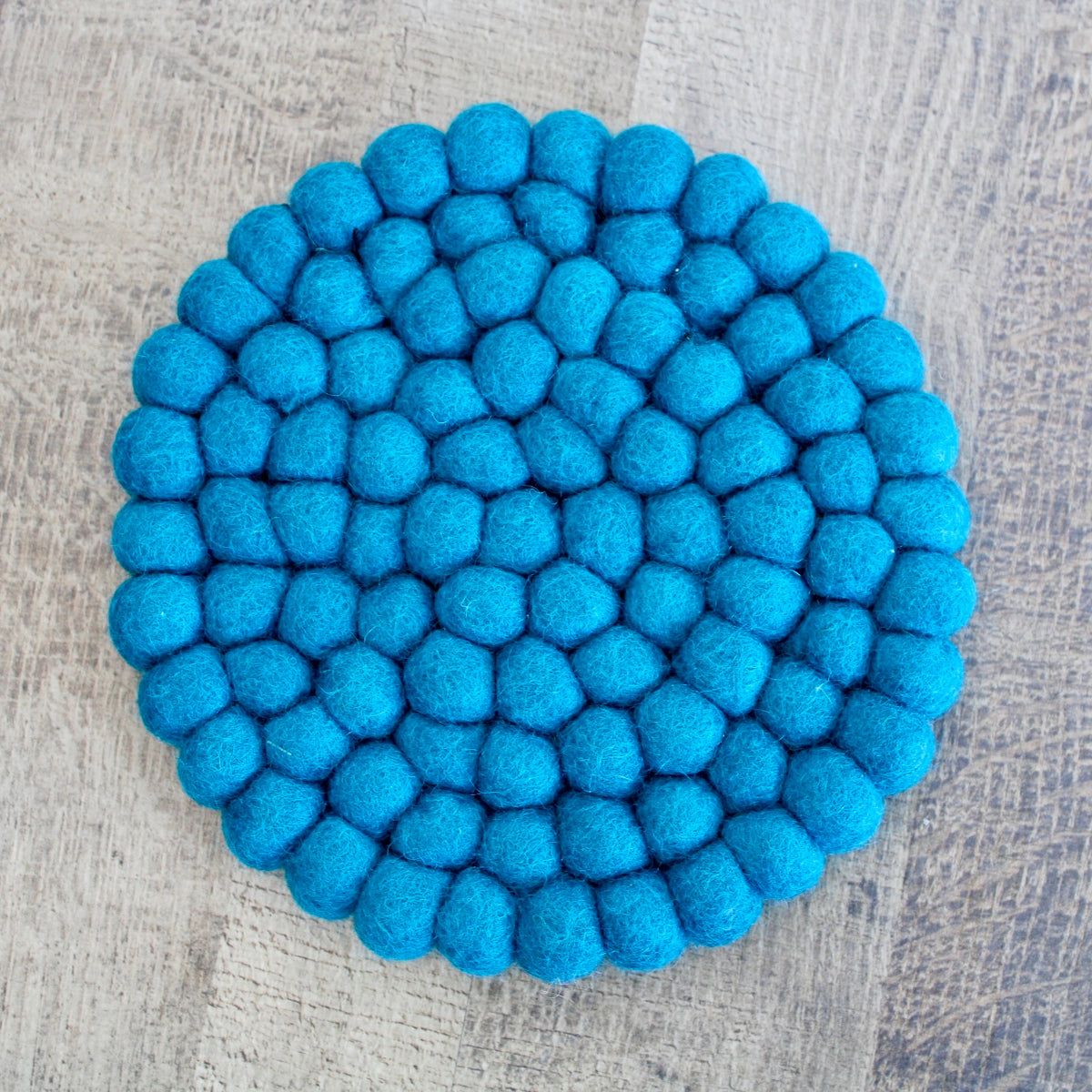 Teal Felt Ball Round Trivet