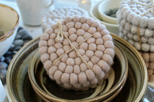 Driftwood Felt Ball Round Coaster
