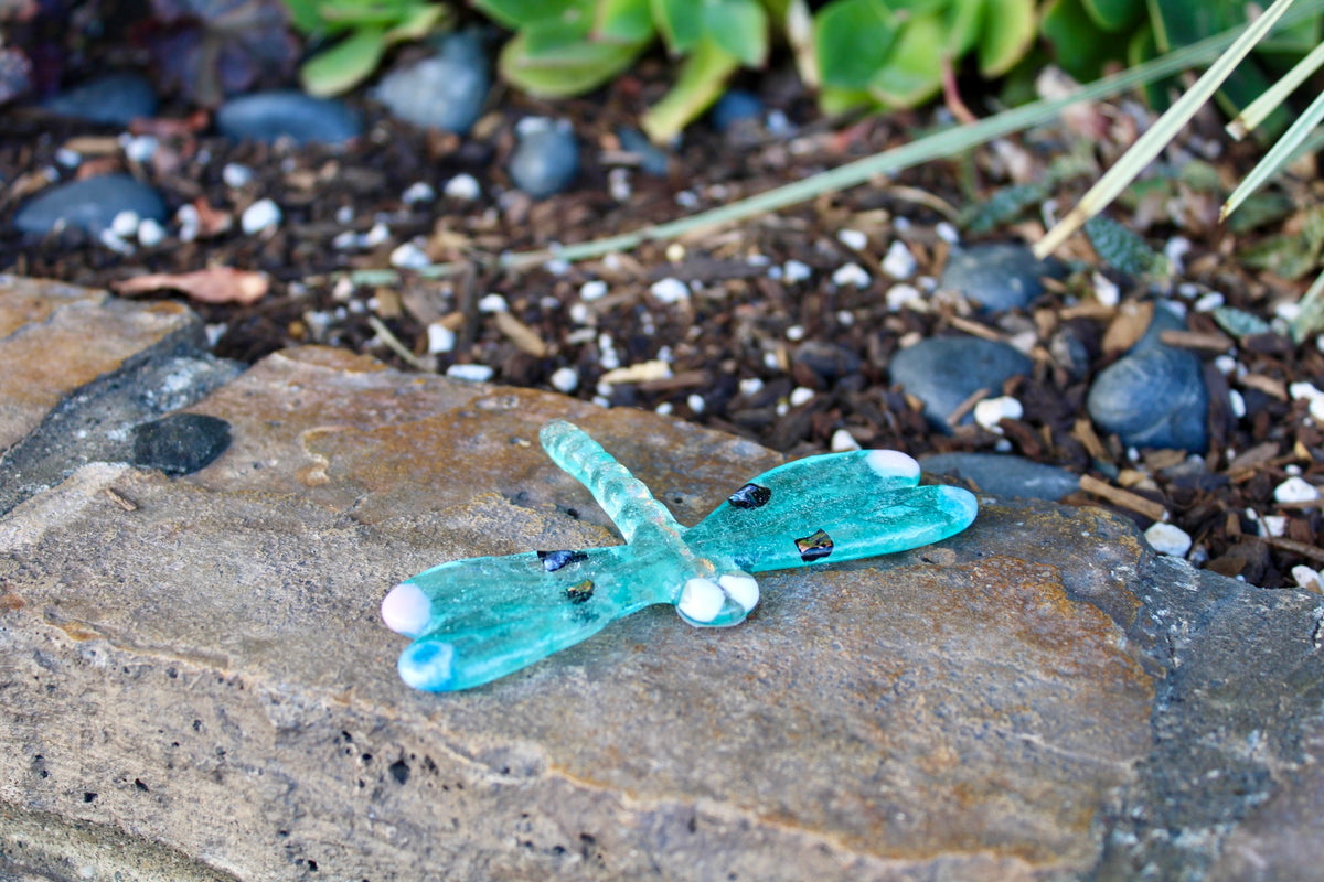 Glass Dragonfly - Turquoise & Dichroic
