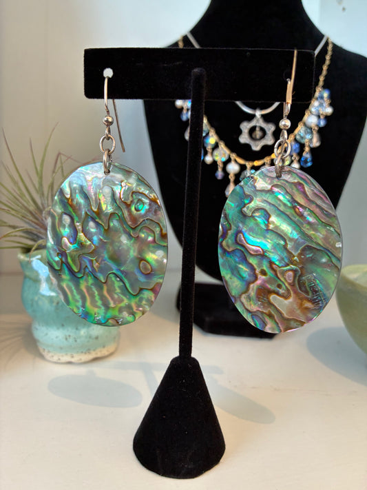 Large Oval Abalone Earrings