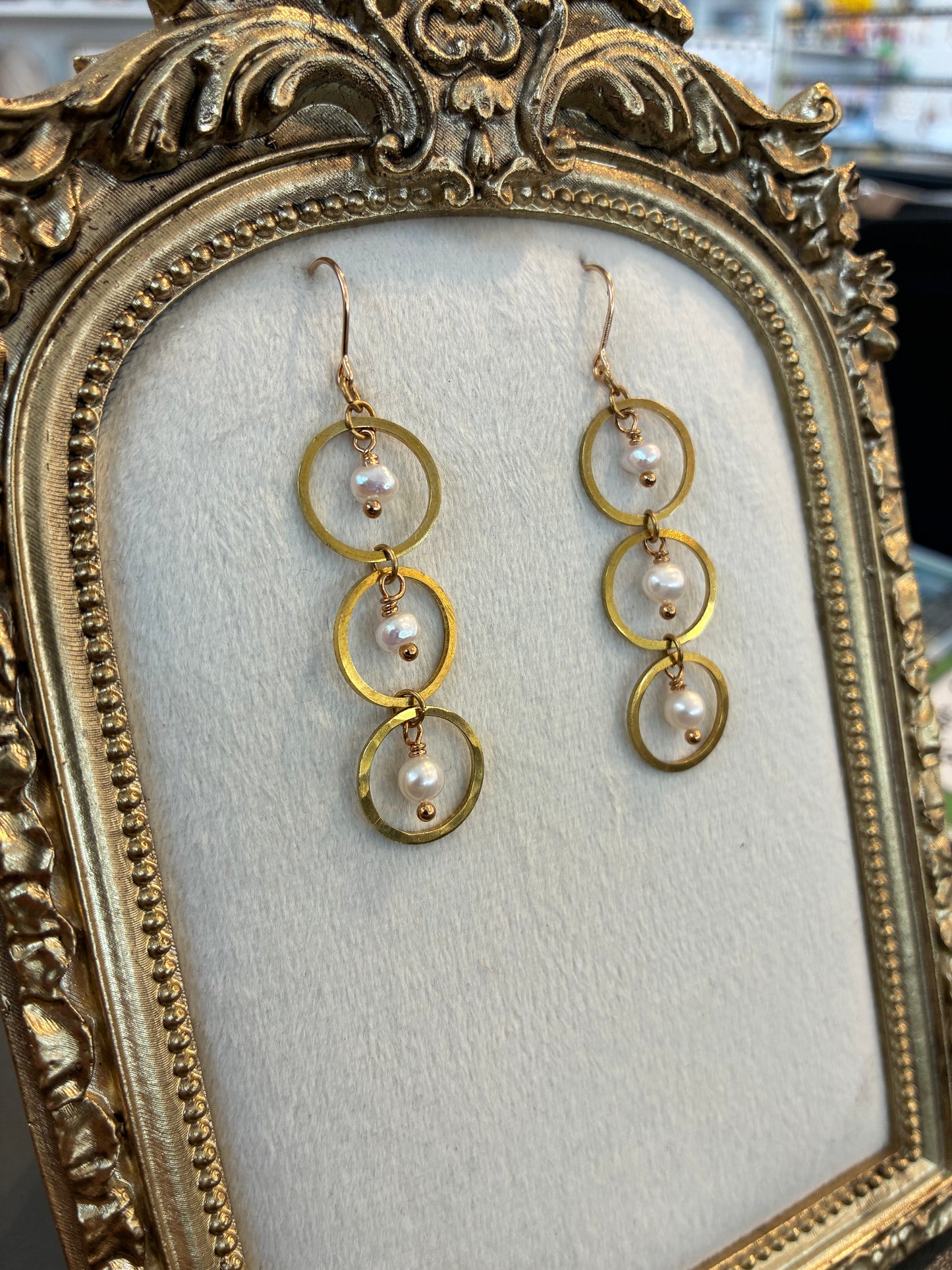 Trio Circle & Pearl Earrings