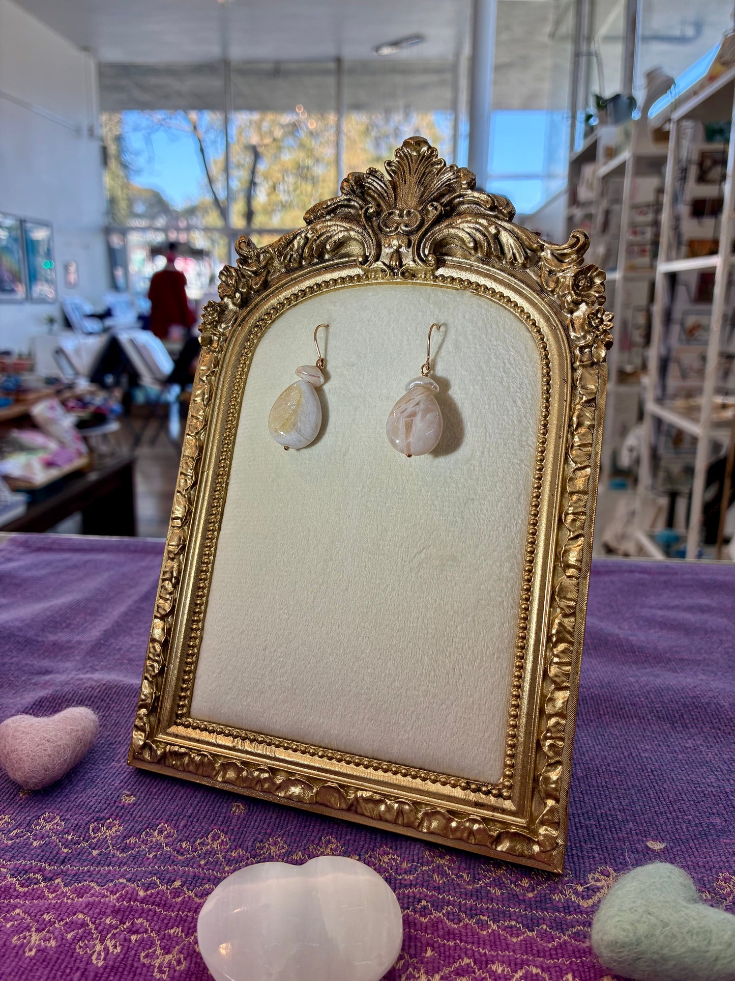 Agate and Pearl Teardrop Earrings