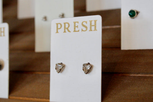 Triangular Clear Quartz Studs