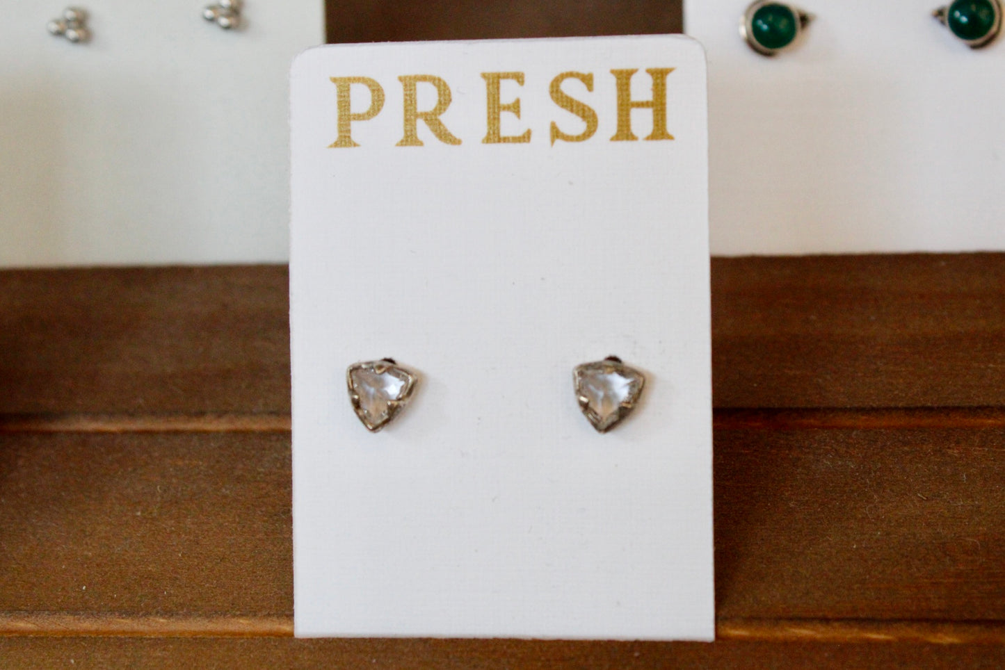 Triangular Clear Quartz Studs